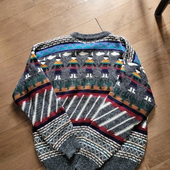 Vintage 80s | super cute unisex novelty print knit grandpa sweater - Picture 5 of 5